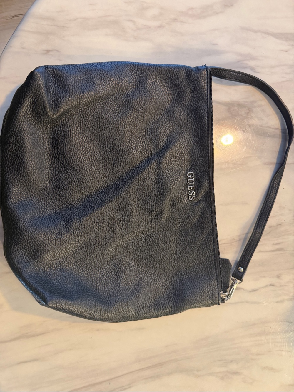 GUESS Black Pebbled Leather Mini Shoulder Bag